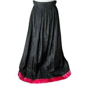 VTG 50s 60s Lee Jordan black hot pink taffeta maxi skirt formal women 26”